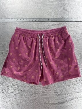 Chubbies Pink Swim Trunks with Yellow Palm Print Size L